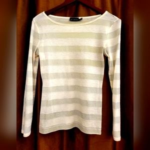 Limited Brand Long Sleeved Shirt Silver And Cream S